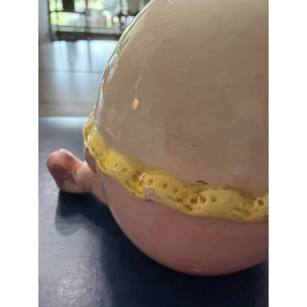 Vintage Humpty Dumpty Ceramic Salt Shaker Pink Yellow Nursery Rhyme Figurine
